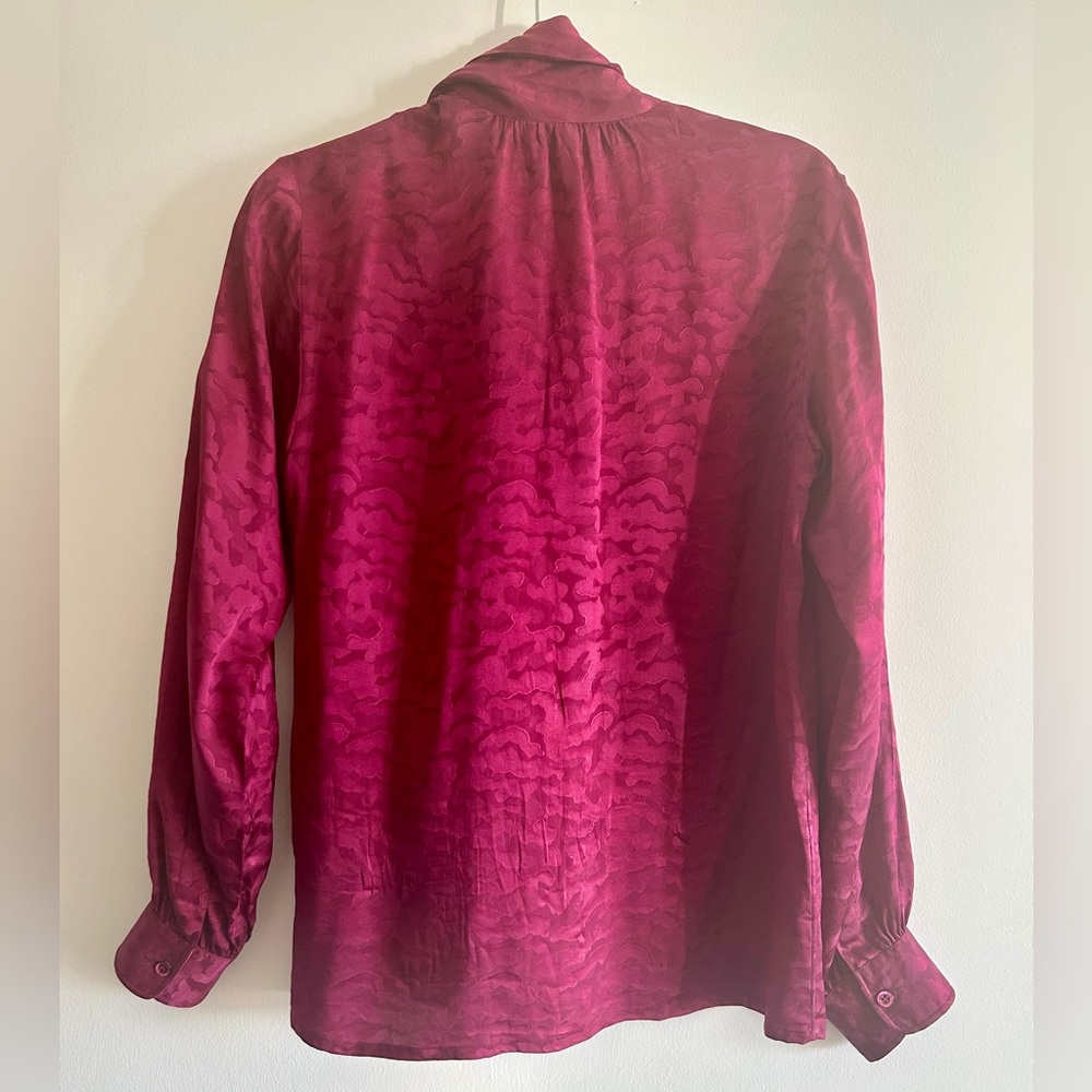 True Vintage YSL Rive Gauche 1970s/1980s Jacquard Silk Blouse - FR 38 (US M 6-8) - Picture 4 of 10